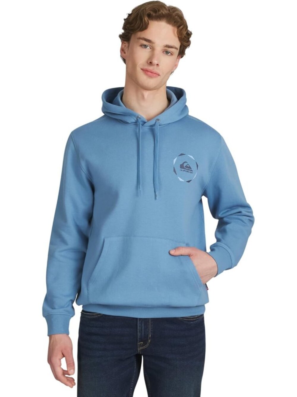 Quiksilver Men's Blue Shadow Regular Fit Super Soft Fleece Sweatshirt Hoodies